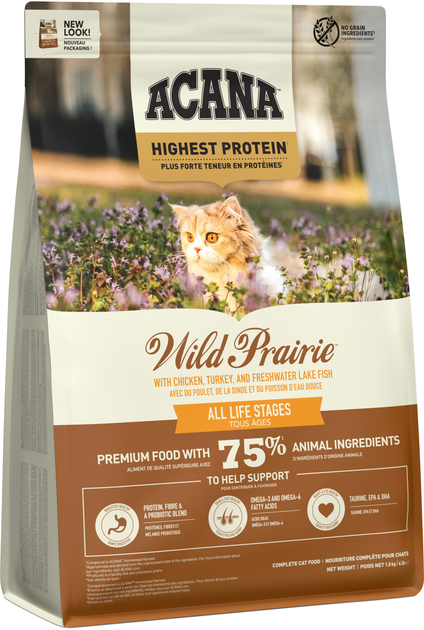 Acana Wild Prairie Cat 1,8кг - корм для кішок з куркою, індичкою і рибою1